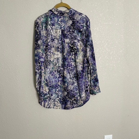 Chico’s Paisley Blue Printed Button Down Shirt 0/S - Picture 6 of 6